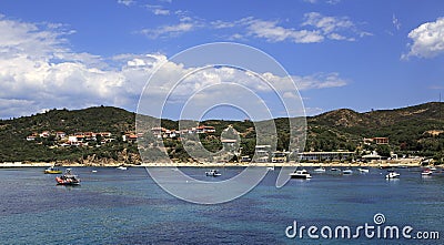 Ouranoupoli on coast of Athos in Greece Stock Photo