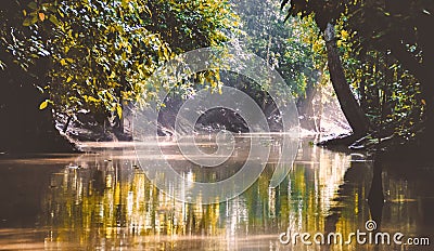 Ourists on a boat cruise along the river of Kinabatangan, some of the most diverse concentration of wildlife in Borneo Stock Photo