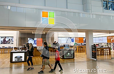 Microsoft store in Prudential Center Editorial Stock Photo