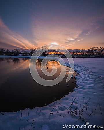 Out in the field during sunset Stock Photo