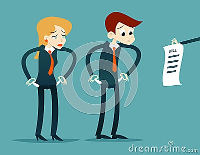 Out of money businessman cartoon character looking Vector Illustration