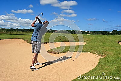 Out of the sand trap Stock Photo