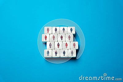 Out of sync team. Low discipline, conflicts and problems of business relations, subordination. Disunity and distrust. Bad teamwork Stock Photo