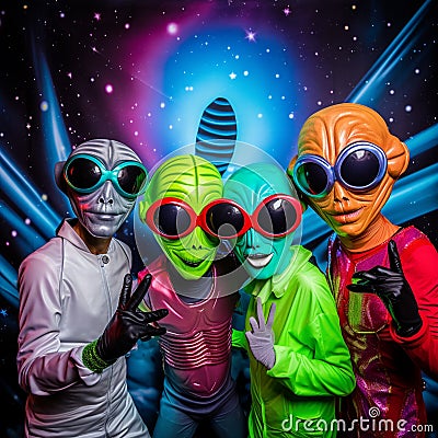 Out-of-this-World Experience: Alien Encounter in the Photobooth Stock Photo