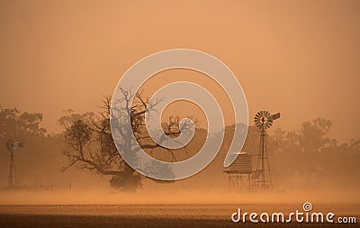 Outback Australia dust storm in New South Wales Stock Photo