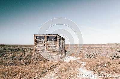 Outback dunny pf abandoned farm in desert of Australia Stock Photo