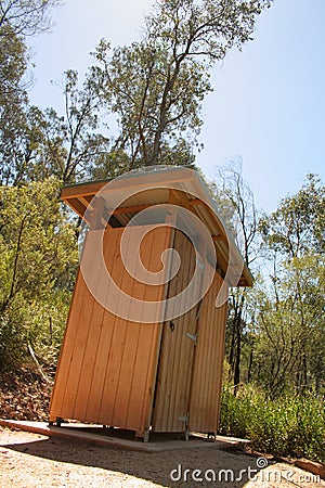 Outback dunny; tall view, angled Stock Photo
