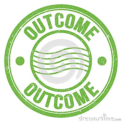 OUTCOME text written on green round postal stamp sign Stock Photo