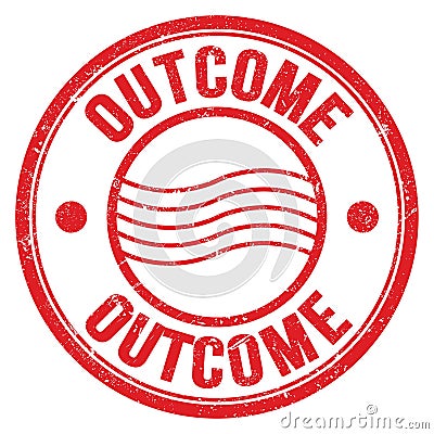 OUTCOME text written on red round postal stamp sign Stock Photo