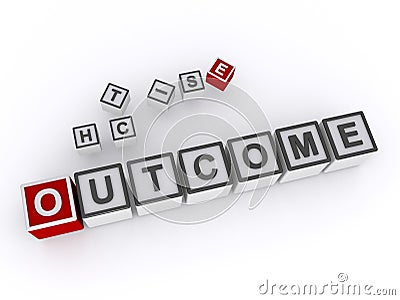 outcome word block on white Stock Photo