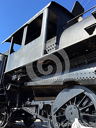 Outdated black train background Stock Photo