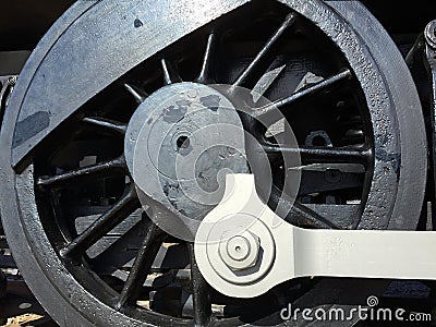 Outdated black train wheel Stock Photo
