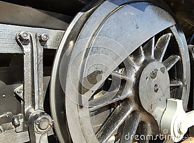 Outdated black train wheel Stock Photo