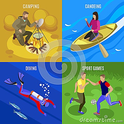 Outdoor Activities Concept Icons Set Vector Illustration