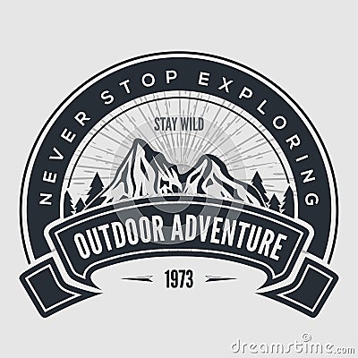 Outdoor Adventure vintage label, badge, logo or emblem. Vector illustration. Vector Illustration