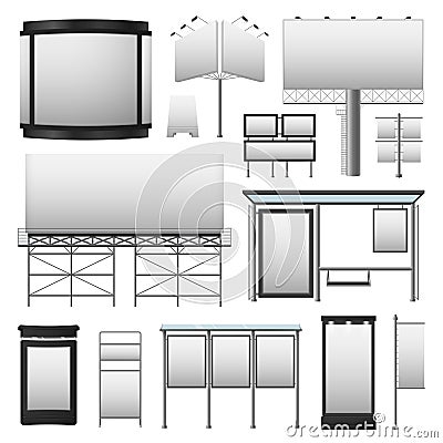 Outdoor Advertisement Set Vector Illustration