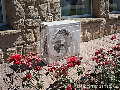 Outdoor air conditioning and heat pump unit Stock Photo