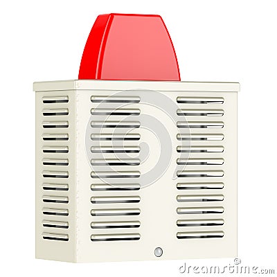 Outdoor Alarm Siren with Strobe, Siren Alarm Bell. 3D rendering Stock Photo