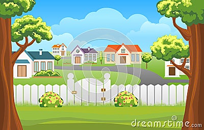 Outdoor backyard background cartoon illustration Vector Illustration