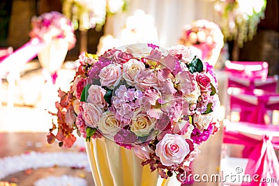 The outdoor banquet hall is used for off-site registration and anniversaries Stock Photo