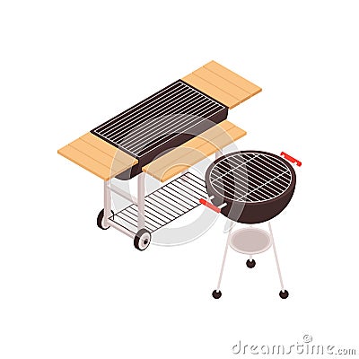 Barbecue Isometric Icon Cartoon Illustration