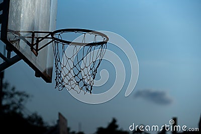 Outdoor basketball on the skybackground Stock Photo