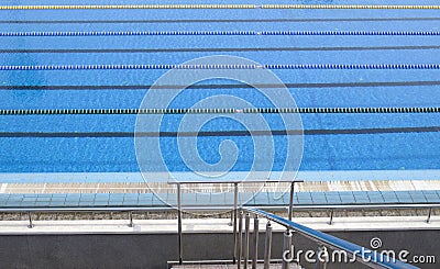 Outdoor blank swimming pool with lane ropes Stock Photo