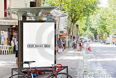 Outdoor bus stop advertisement billboard mockup Stock Photo
