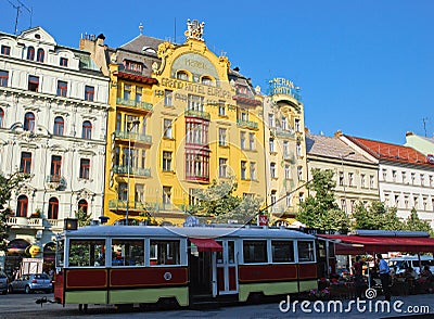 Outdoor cafe on the background of famous hotel Editorial Stock Photo