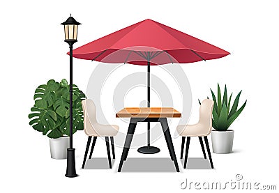 Outdoor Cafe Composition Vector Illustration