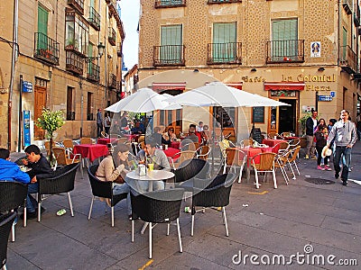 Outdoor Cafe, Spain Editorial Stock Photo