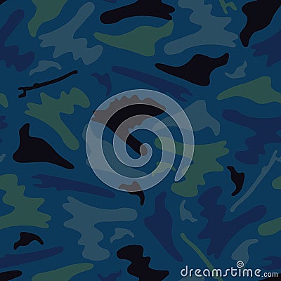 Outdoor Camouflage Shapes Seamless Vector Pattern, Drawn Stylized Vector Illustration