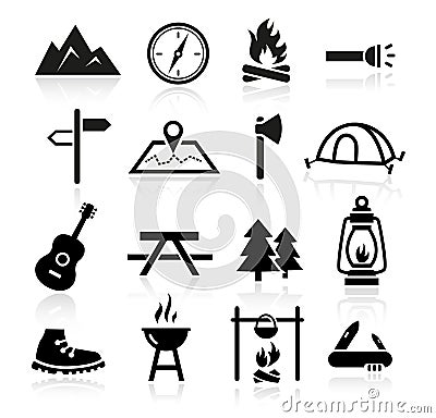 Outdoor Camping Icons Vector Illustration