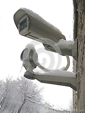 Outdoor CCTV camera surveilance Stock Photo