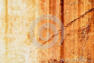 Outdoor cement wall stained with rust. Stock Photo