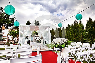 outdoor ceremony. Decoration of celebrations. wedding Stock Photo