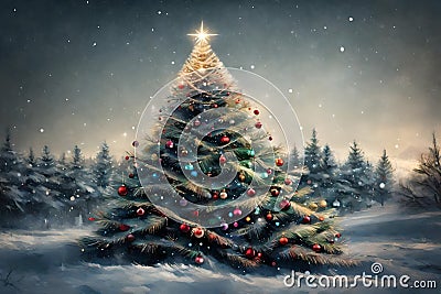 Beautifully adorned Christmas tree Stock Photo