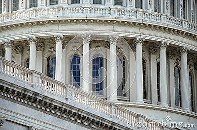 Outdoor closeup view of US Capitol Stock Photo