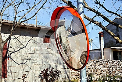 Outdoor convex mirrors Stock Photo