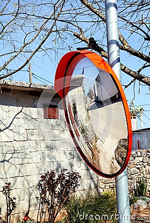 Outdoor convex mirrors Stock Photo