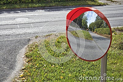 Outdoor convex safety mirror Stock Photo