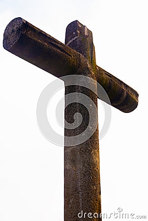 Outdoor cross in Antigua Guatemala, central america, catholic symbol made of stone. Stock Photo