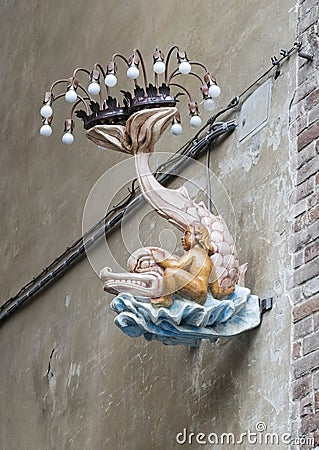 Outdoor Decorative Street Lamp, Siena, Tuscany Editorial Stock Photo