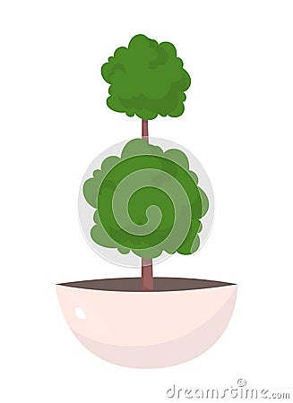 Outdoor decorative tree semi flat color vector object Vector Illustration