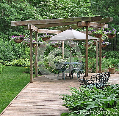 Outdoor dining area Stock Photo