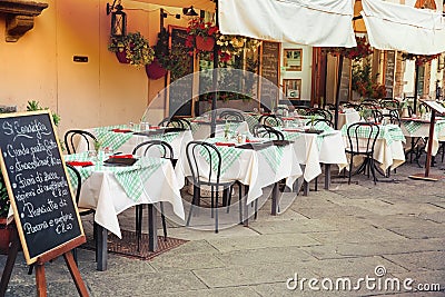 Outdoor dining nook in Tuscany Editorial Stock Photo