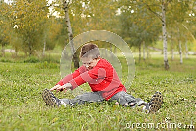 Outdoor exercises inclination to right Stock Photo