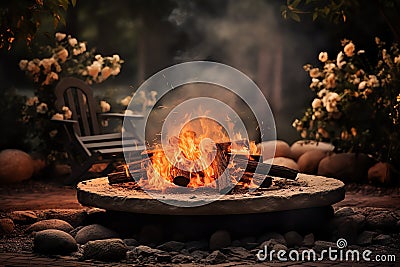 Outdoor fire pit for relaxation self care background Stock Photo