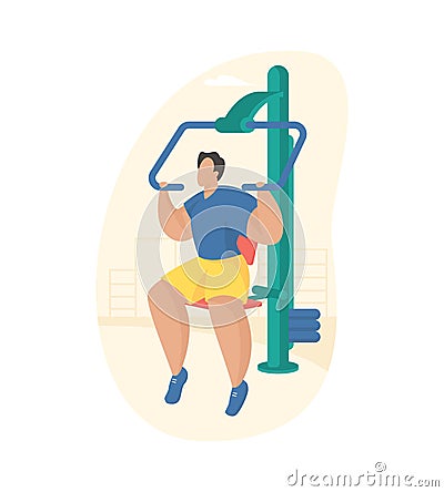 Outdoor fitness equipment flat illustration. Pull down challenger Vector Illustration