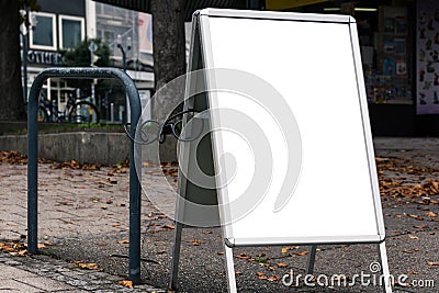 Outdoor Foding Small Shop Advertisement Billboard White Stock Photo